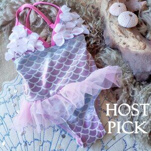 NWT Floatimini Mermaid Petal pink & blue ruffle one piece swimsuit